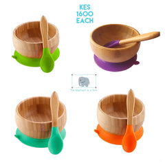 Bamboo Suction Bowl and Spoon Set